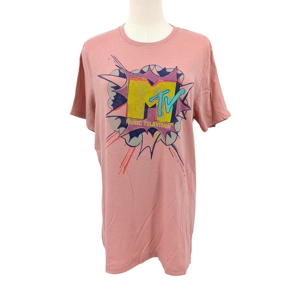 Old Navy MTV Graphic T Shirt Pink‎ Music Television Logo Tee M